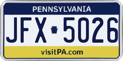PA license plate JFX5026