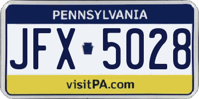 PA license plate JFX5028