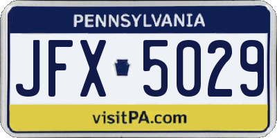 PA license plate JFX5029