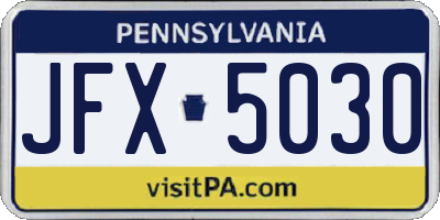 PA license plate JFX5030