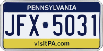 PA license plate JFX5031