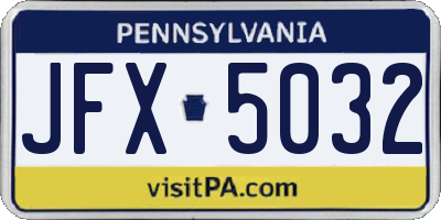 PA license plate JFX5032