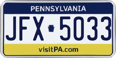 PA license plate JFX5033