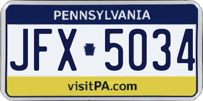 PA license plate JFX5034