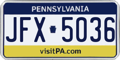 PA license plate JFX5036