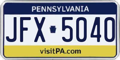 PA license plate JFX5040