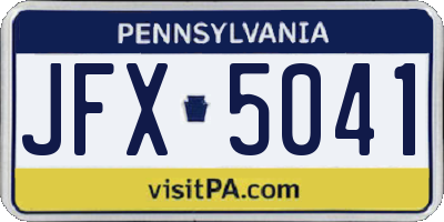 PA license plate JFX5041