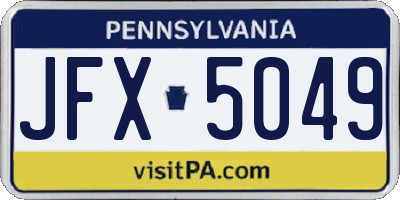 PA license plate JFX5049