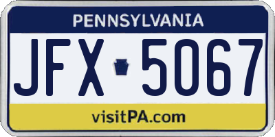 PA license plate JFX5067