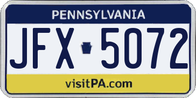 PA license plate JFX5072