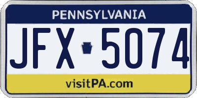 PA license plate JFX5074