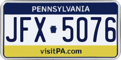 PA license plate JFX5076