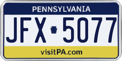 PA license plate JFX5077