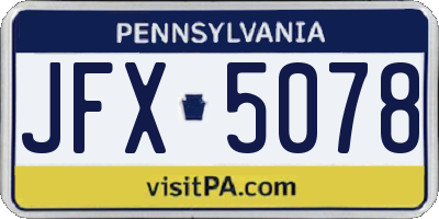 PA license plate JFX5078