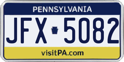 PA license plate JFX5082