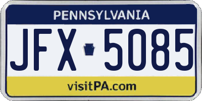 PA license plate JFX5085