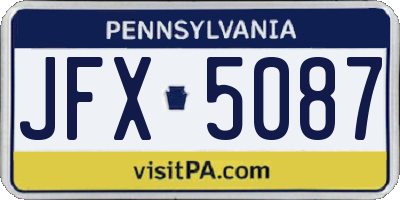 PA license plate JFX5087