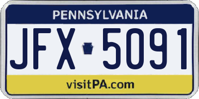 PA license plate JFX5091
