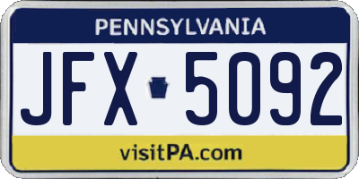 PA license plate JFX5092