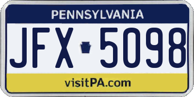PA license plate JFX5098