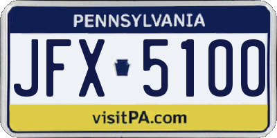 PA license plate JFX5100
