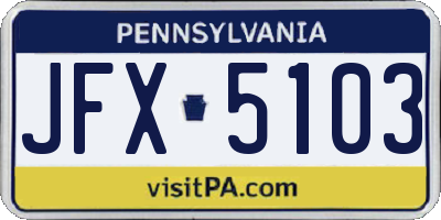 PA license plate JFX5103
