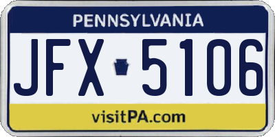 PA license plate JFX5106