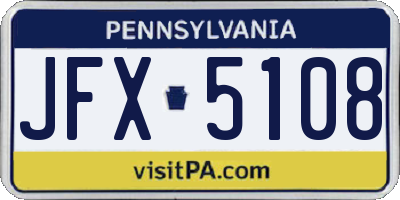 PA license plate JFX5108