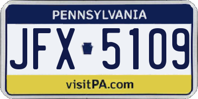 PA license plate JFX5109