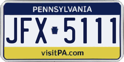 PA license plate JFX5111