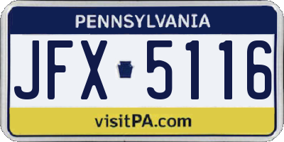 PA license plate JFX5116