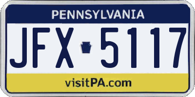 PA license plate JFX5117