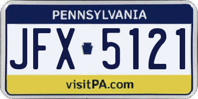 PA license plate JFX5121