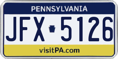 PA license plate JFX5126