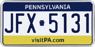 PA license plate JFX5131