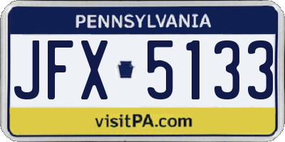 PA license plate JFX5133