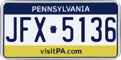 PA license plate JFX5136
