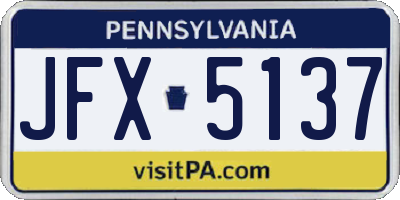PA license plate JFX5137