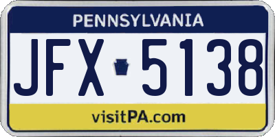 PA license plate JFX5138