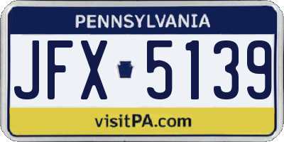 PA license plate JFX5139