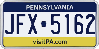 PA license plate JFX5162
