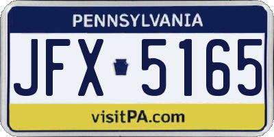 PA license plate JFX5165