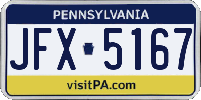 PA license plate JFX5167