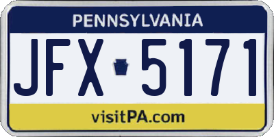 PA license plate JFX5171