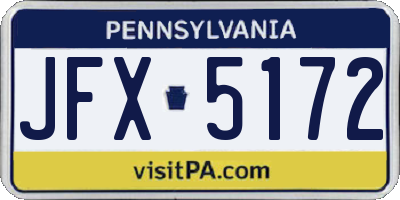 PA license plate JFX5172