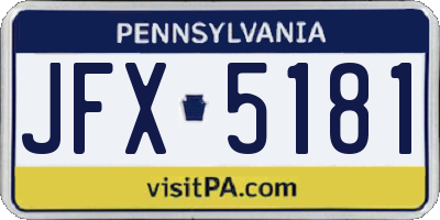 PA license plate JFX5181