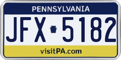 PA license plate JFX5182