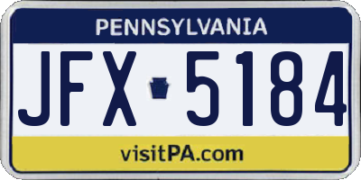 PA license plate JFX5184