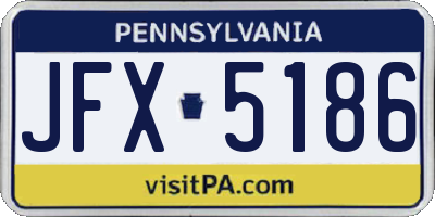 PA license plate JFX5186