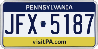PA license plate JFX5187